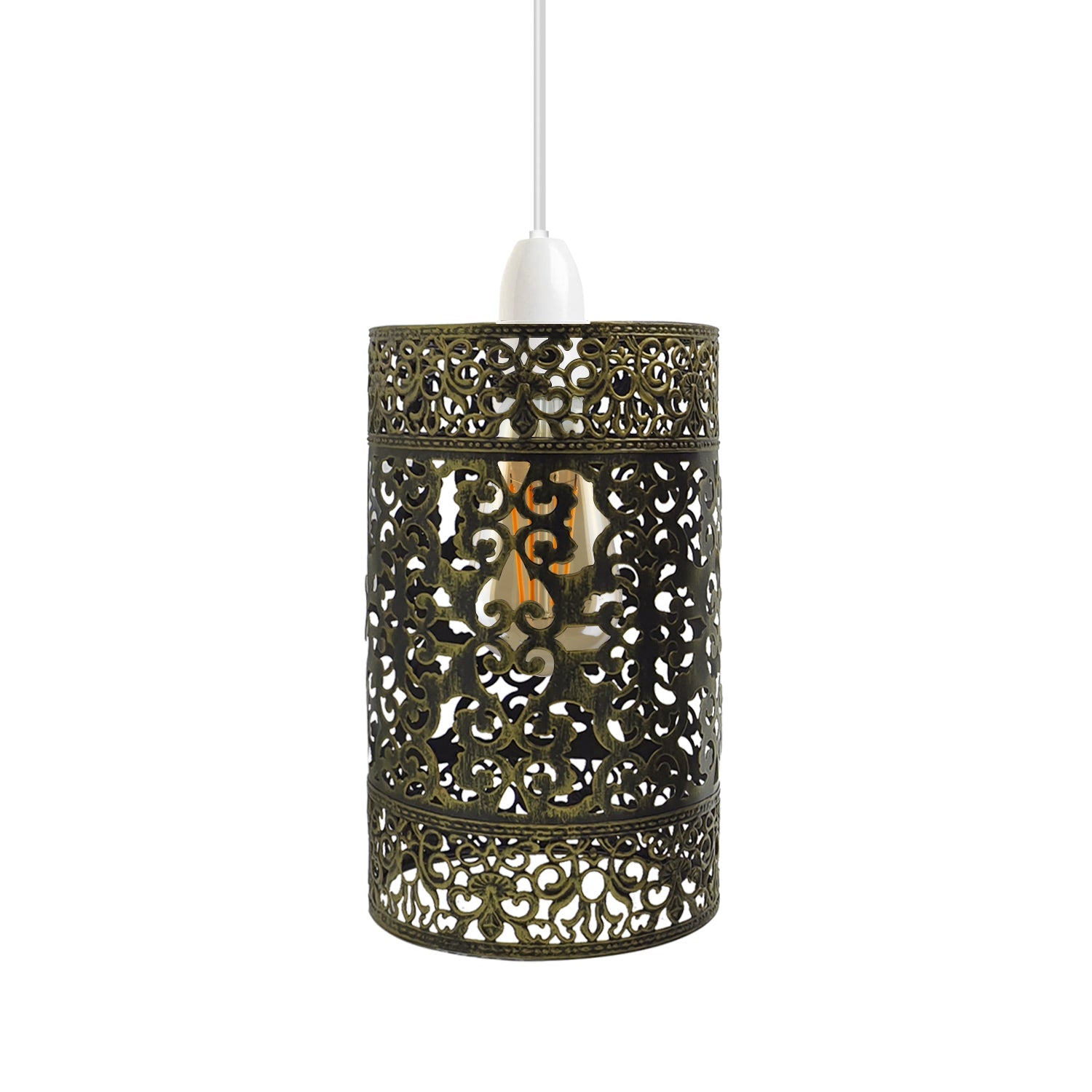 Retro Style Brushed Brass Drum Lampshade Metal Light Cage~2432