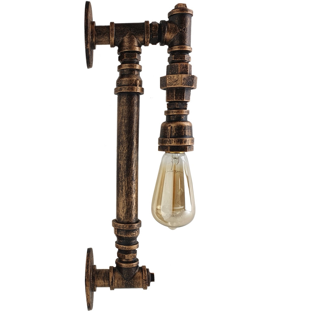 Brushed Copper Steel Pipe Wall Vintage Industrial Retro Style Lamp Light ~2814