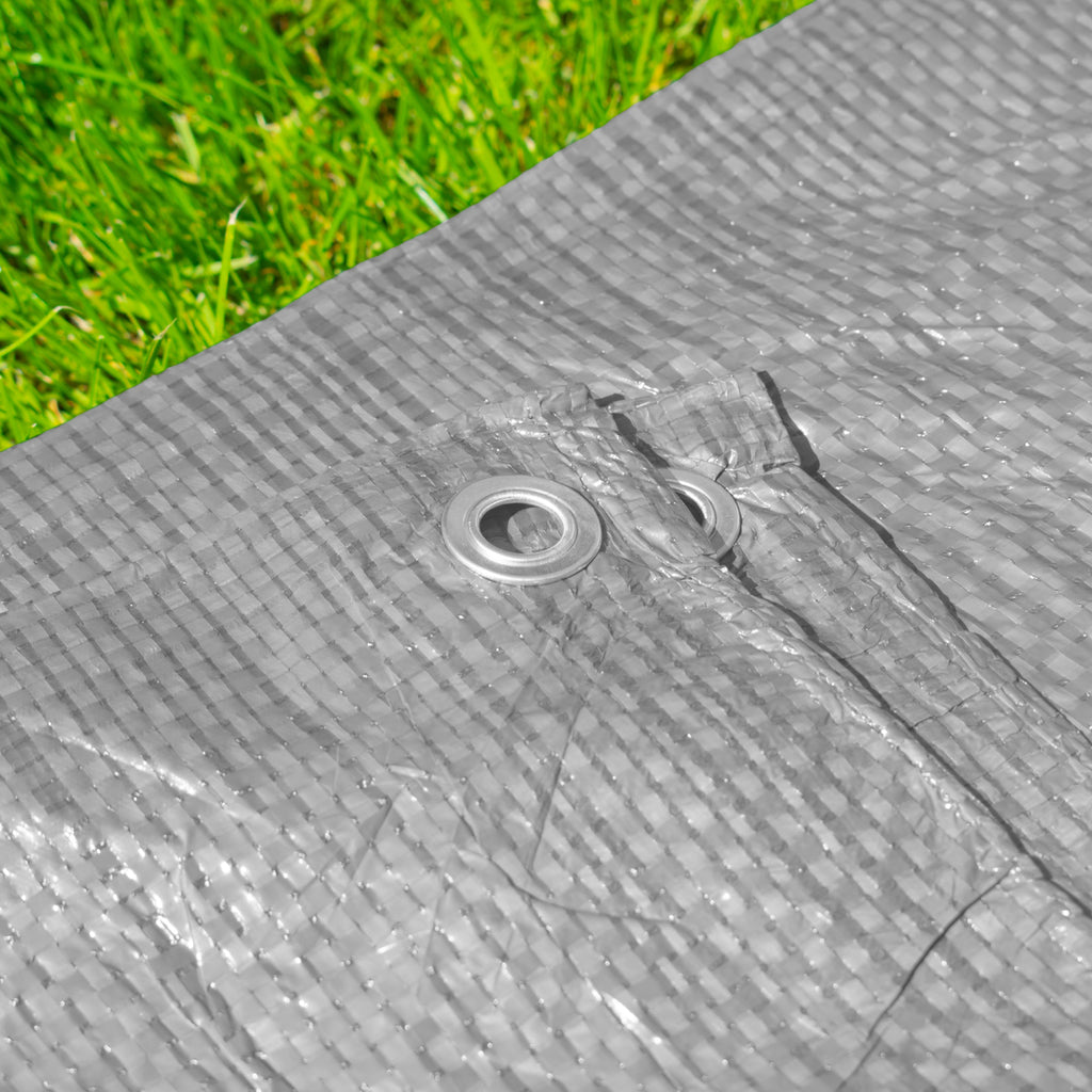 Grey S-Grade Tarpaulin with 10 Metres of 6mm Bungee Rope for Reinforced Eyelets