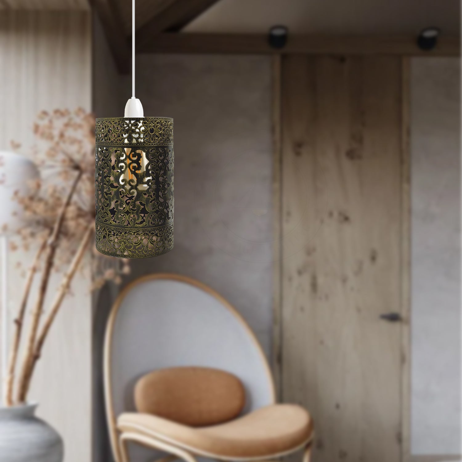 Retro Style Brushed Brass Drum Lampshade Metal Light Cage~2432