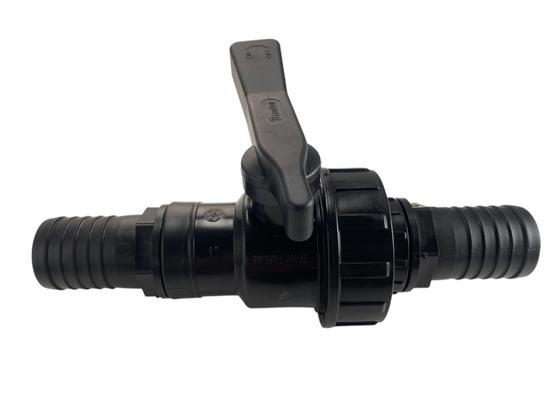 Full Flow Single Union Ball Valve 1inBSPF with 32mm Barb Connector Kit