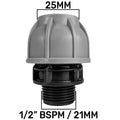 MDPE Straight Joiner 25mm - 1/2in BSPM Hose Connector Set Pipe and Water Fitting