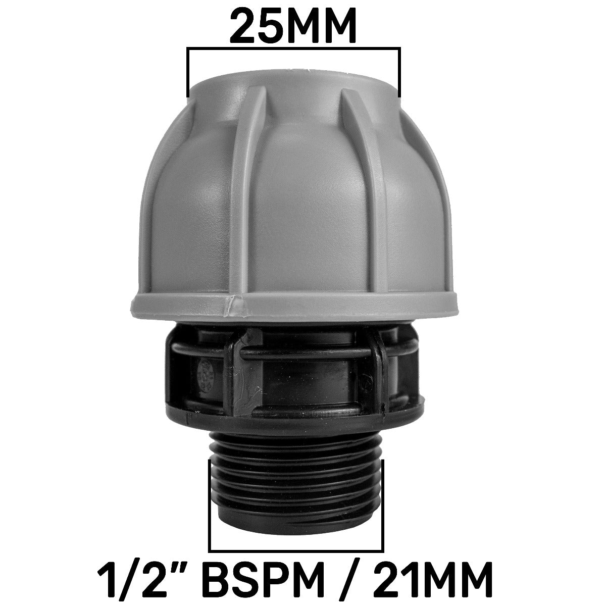 MDPE Straight Joiner 25mm - 1/2in BSPM Hose Connector Set Pipe and Water Fitting